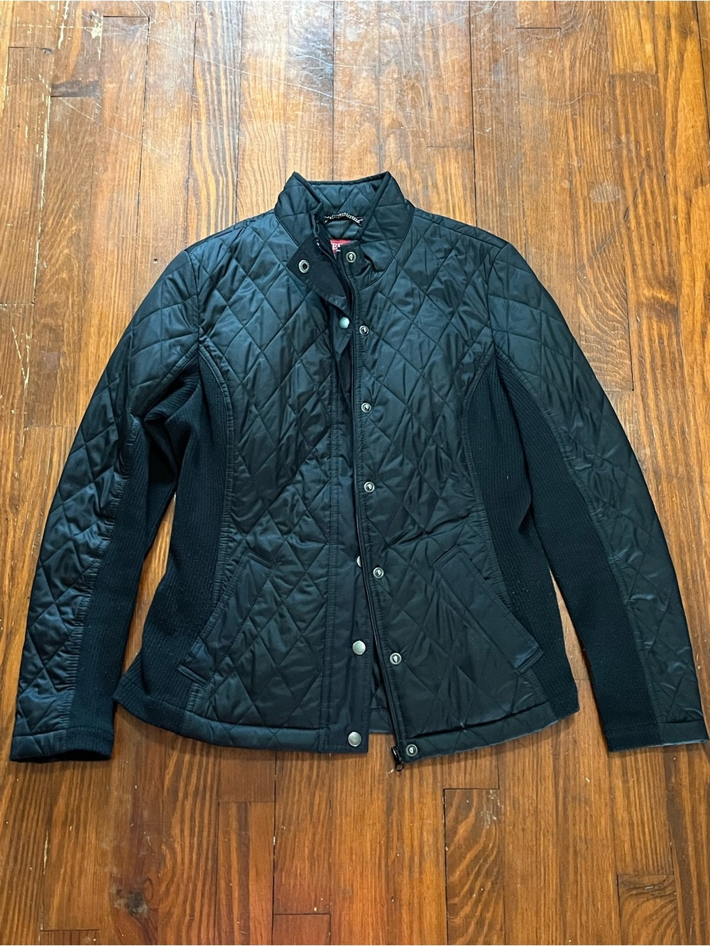 Merona Black Quilted Snap-Front Puffer Jacket